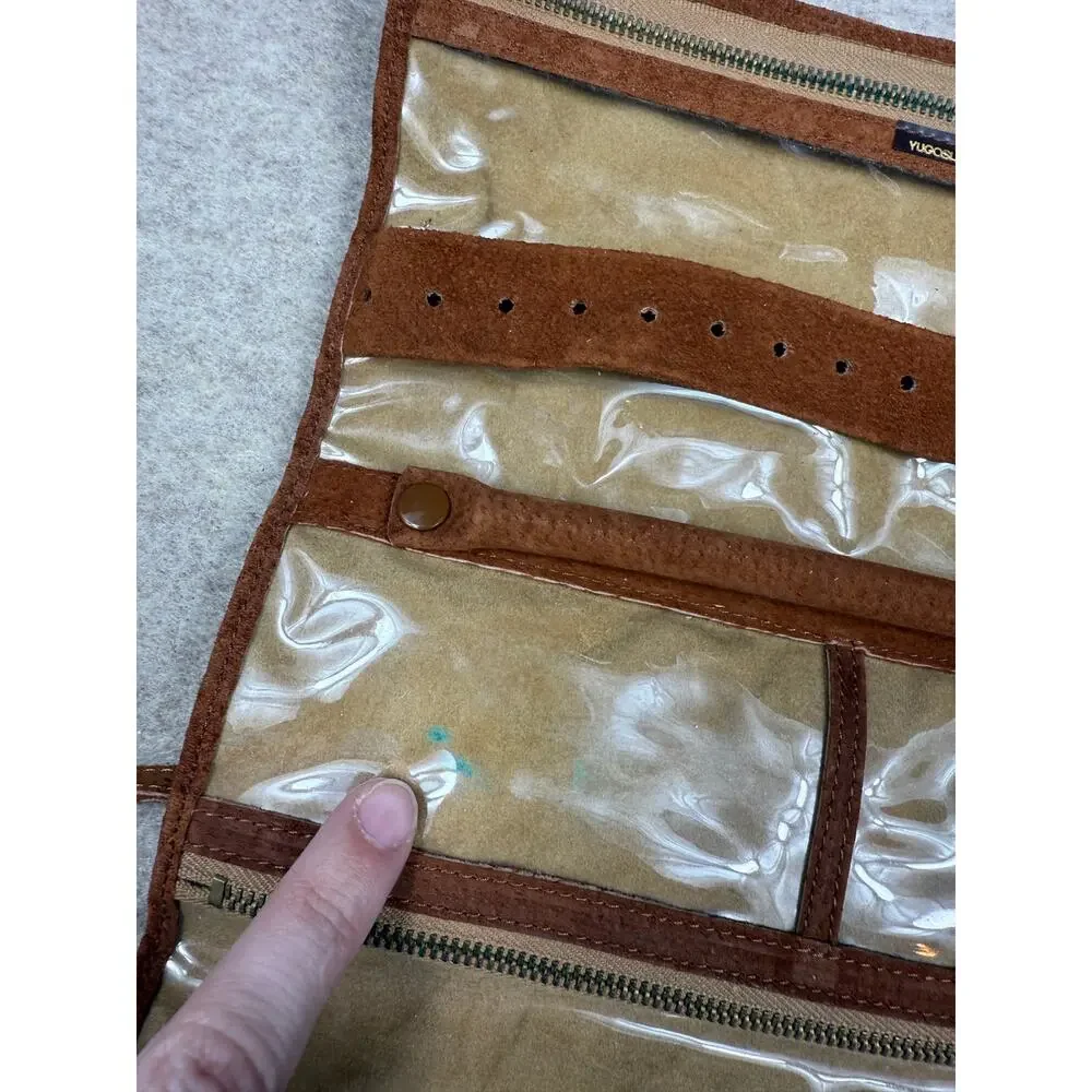 Bond Street Leather Suede Travel Jewelry Holder